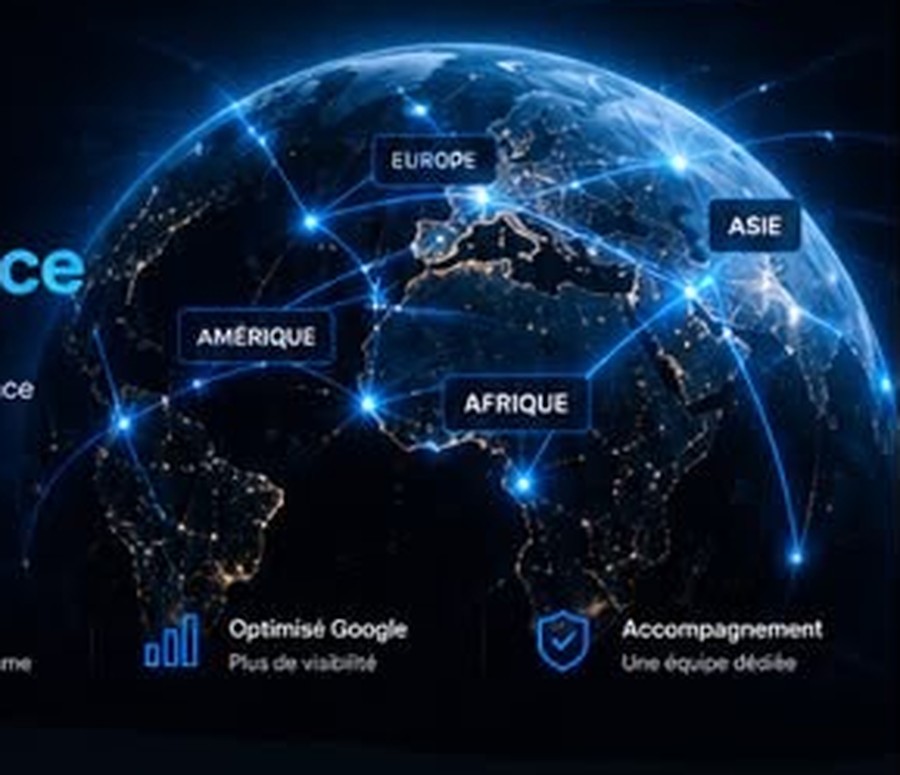 Globe numérique avec connexions internationales